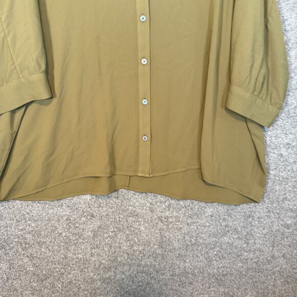 J.Jill Shirt Womens 3X XXXL Green Button Up Flowy Bohemian Plus Size Blouse - Picture 2 of 10